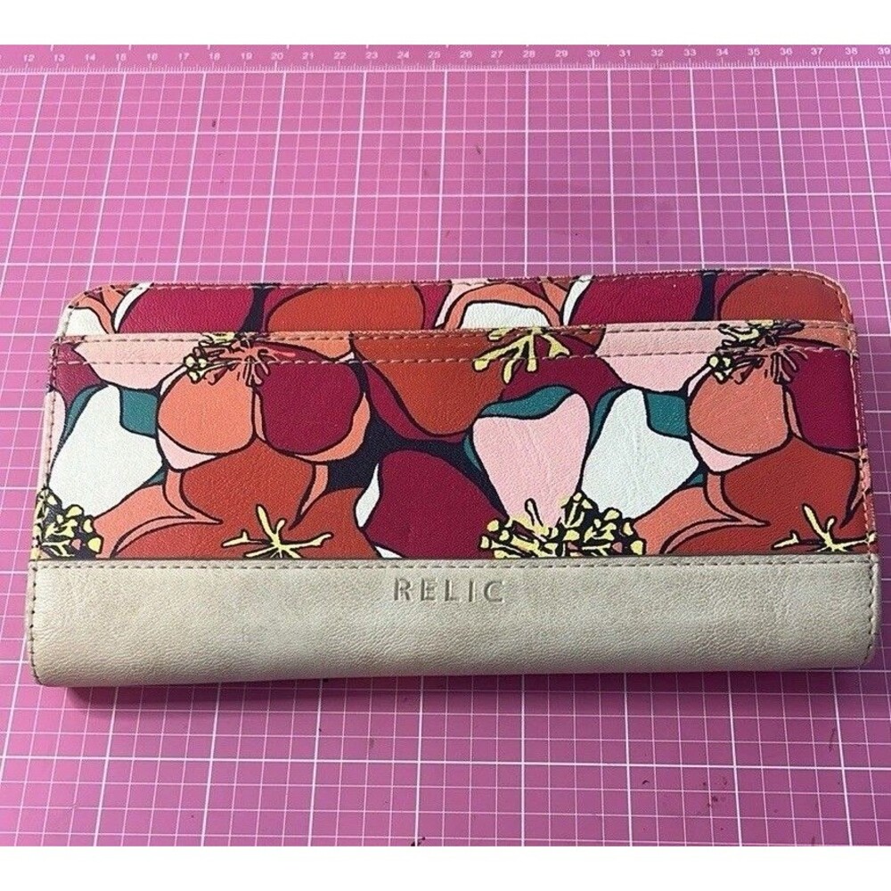 Relic Orange, Red and Cream Floral Wallet